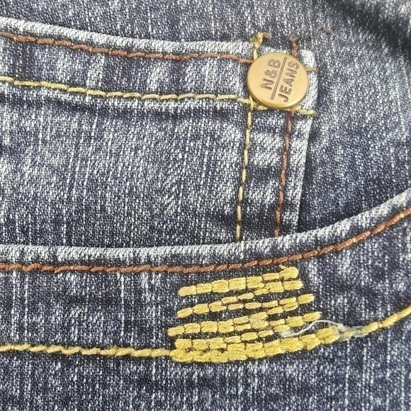 Next New Women's 13/14 Regular Boot Cut Blue Jeans Mid Rise with Embroidery - Picture 16 of 16